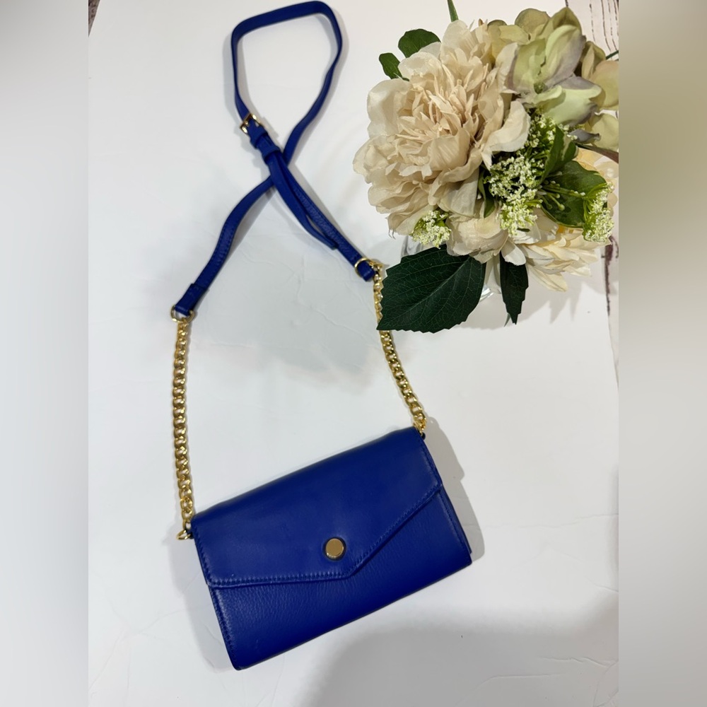 Stella & Max Elegant Royal Blue Leather Crossbody/Clutch Bag - Picture 3 of 8